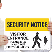 Please Sign In Out Visitor Entrance Right Sign