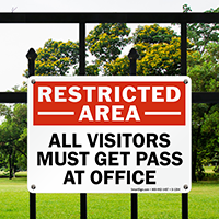 Restricted Area Pass at Office Sign
