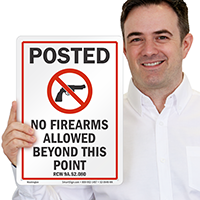 Washington Firearms And Weapons Law Sign