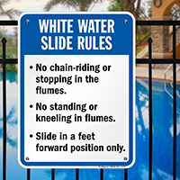 White Water Slide Rules Sign