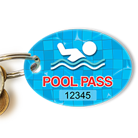 Pool Pass Swimmer Tag In Oval Shape