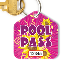 Pool Pass In Pentagon Shape, Flowers Print