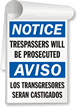 Trespassers Prosecuted Los Transgresores Seran Castigados Sign Book