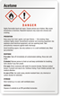 Acetone Danger Large GHS Chemical Label