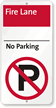 Premium Fire Lane No Parking Sign with Symbol