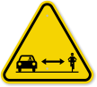 ISO Car Bike Passing Distance Symbol Warning Sign