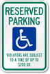 Reserved Parking Violators Handicapped Sign