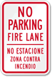 No Parking Fire Lane Bilingual Sign