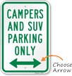 Campers & SUV Parking Sign with Arrow