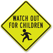 Watch Out For Children (crossing Symbol) School Sign