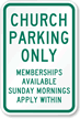 Church Parking Only Sign