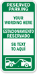 Customizable Bilingual Reserved Parking Sign