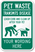 Pet Waste Transmits Disease, Leash Curb Sign