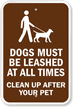 Dogs Must Be Leashed Sign