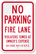 Georgia Fire Lane No Parking Sign