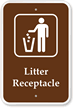 Litter Receptacle Campground Park Sign