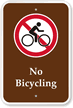 No Bicycling Campground Park Sign