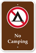 No Camping Campground Park Sign with Graphic