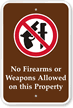 No Firearms Or Weapons Allowed On Property Sign