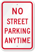 NO STREET PARKING ANYTIME Sign