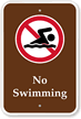 No Swimming Campground Park Sign