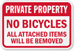Private Property No Bicycles Sign