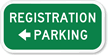 Registration Parking (With Left Arrow) Sign