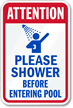 Attention Shower Before Entering Pool Sign