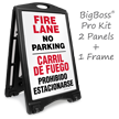 Bilingual Fire Lane, No Parking Sidewalk Sign