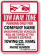 Custom South Dakota Tow Away Sign