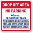 Drop-Off Area, No Parking at Marina Sign
