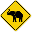 Elephant Crossing Warning Sign