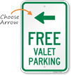 Free Valet Parking Sign with Arrow