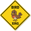 Funny Bird Crossing Diamond Sign