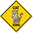 Funny Cat Crossing Diamond Sign