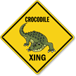 Funny Crocodile Crossing Diamond Sign