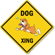 Funny Dog Crossing Diamond Sign