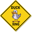 Funny Duck Crossing Diamond Sign