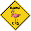 Funny Flamingo Crossing Diamond Sign