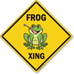 Funny Frog Crossing Diamond Sign