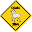 Funny Goats Crossing Diamond Sign