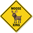 Funny Moose Crossing Diamond Sign