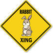 Funny Rabbit Crossing Diamond Sign