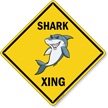Funny Shark Crossing Diamond Sign