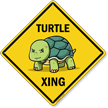 Funny Turtle Crossing Diamond Sign
