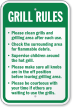 Grill Rules, Clean Grills And Grilling Area Sign