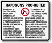 Bilingual Handguns Prohibited Sign for Texas State   (section 30.06)