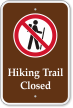 Hiking Trail Closed Campground Sign with Graphic