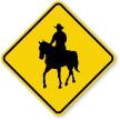 Man On Horse Graphic Horse Rider Crossing Sign