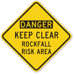 Keep Clear Rockfall Risk Area Danger Sign